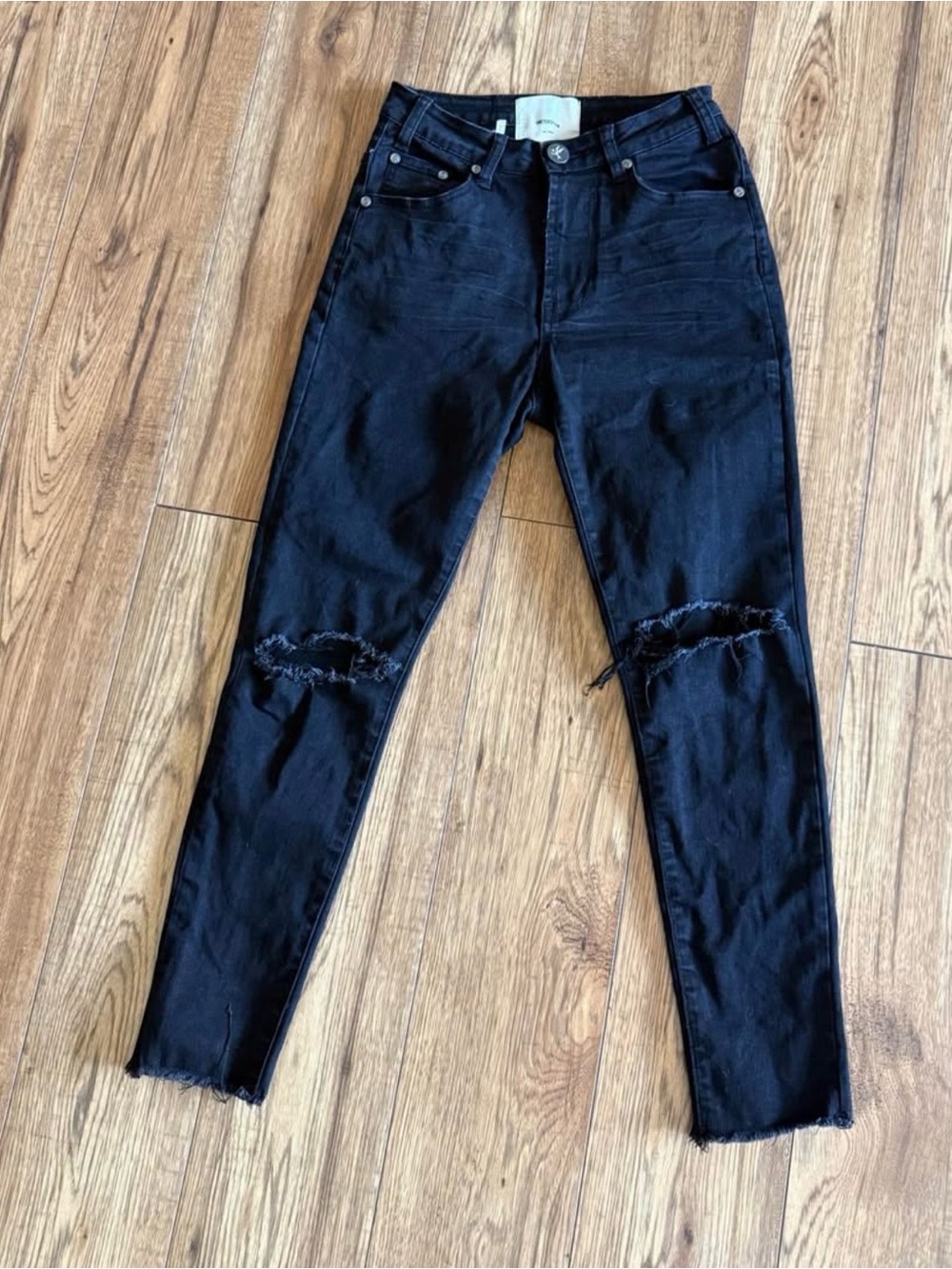 One Teaspoon Black Ripped Knee Skinny Jeans